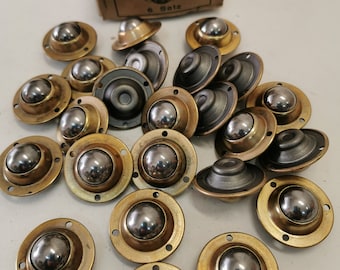 Vintage Italy Recessed Ball wheels. "Ox eye" mm 35(1,38"). Sliding in all directions.  rotating ball, recessed rotating ball. Art 2256