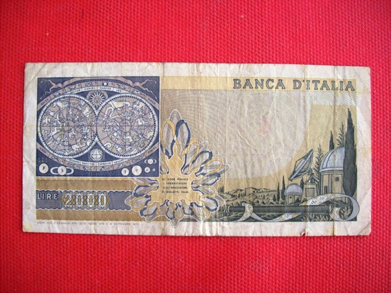 ヴィンテージ 1976 イタリア 2000 リラ イタリア共和国紙幣 1976 年