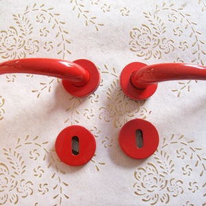 Vintage Italy red handle of very high quality. Red  handles. Italian Designer.red lacquered iron.Handles for fine furniture. Art.1026