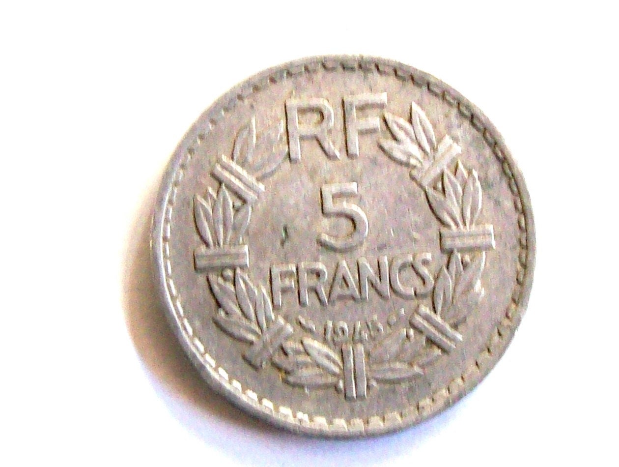 ヴィンテージ 1945 フランス 5 フラン アルミニウム コイン