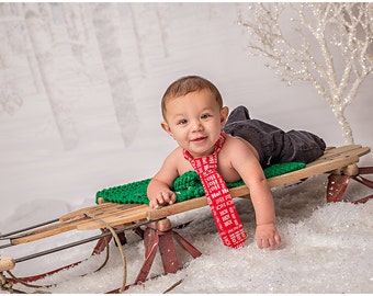 Christmas Red and White "Ho Ho Ho" Adjustable Neck Tie or Bow-Tie: 0-18 Months, 2T-4T, 5T/6T, 7/8