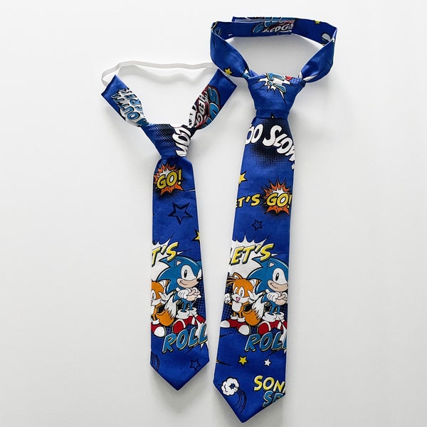 Sonic and Tails themed Adjustable Infant/Toddler/Boys Neck Tie or Bow-Tie: 0-18 months, 2T-4T, 5T/6T, 7/8