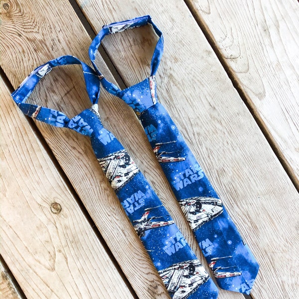 Blue Star Wars Themed Adjustable Infant/Toddler/Boys Neck Tie or Bow-tie; 0-18 months, 2T-4T, 5T/6T, 7/8