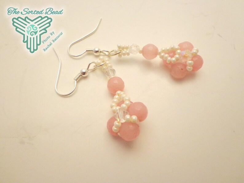 Beaded Pink and Cream Jewelry Set Right Angle Weave Pendant Etsy