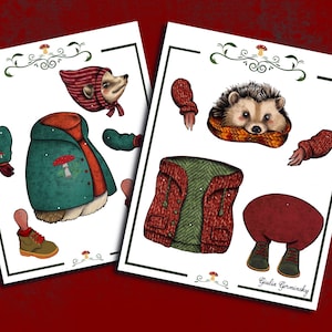 Articulated Printable Paper Hedgehogs, Digital Download, Paper Dolls, Instant DIY Download, Printable jpg and PDF Files
