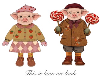 Ferkel Papierpuppen, Gelenkpuppen zum Ausdrucken (Digitaler Download)