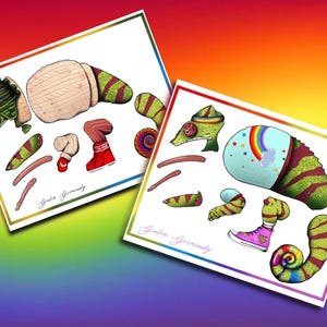 Articulated Printable Paper Chameleons , Digital Download, Paper Dolls, Instant DIY Download, Printable jpg and PDF Files