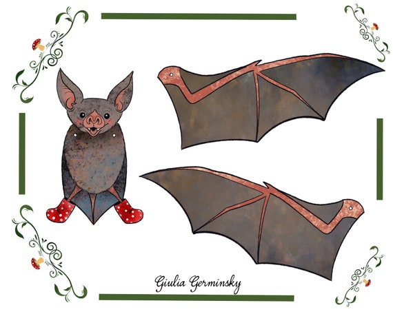 Articulated Paper Bat Puppet, Printable DIY Paper Doll (PDF & JPG)