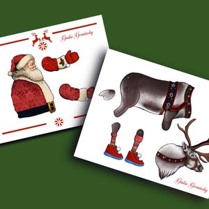 Articulated Printable Paper Santa, Digital Download, Paper Dolls, Instant DIY Download, Printable jpg Files