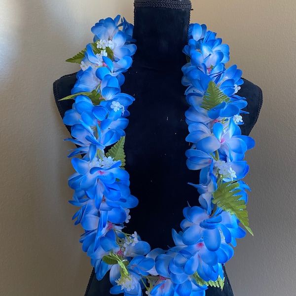 Hawaiianische blaue Plumeria Kunstblumen lei