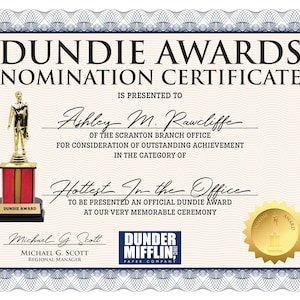 8.5x11 CUSTOMIZED Dundie Award (Digital File)