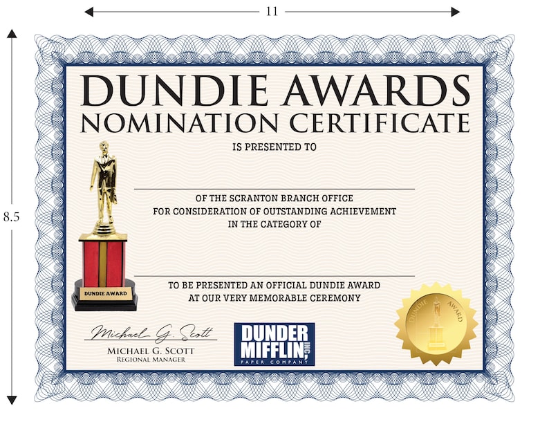 8.5x11 Dundie Award (digital File) - Etsy