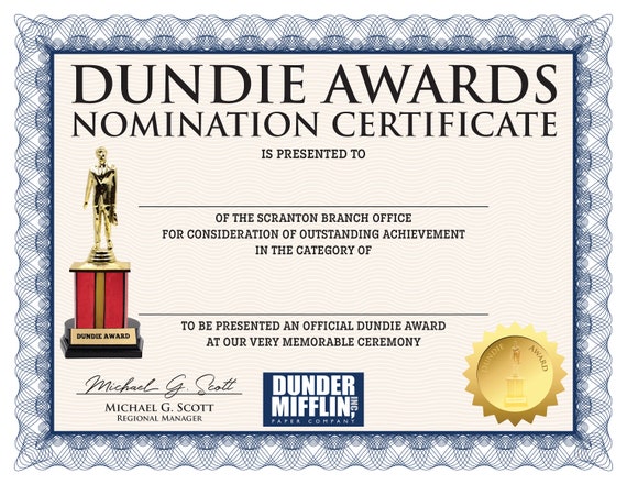 8.5x11 Dundie Award digital File - Etsy