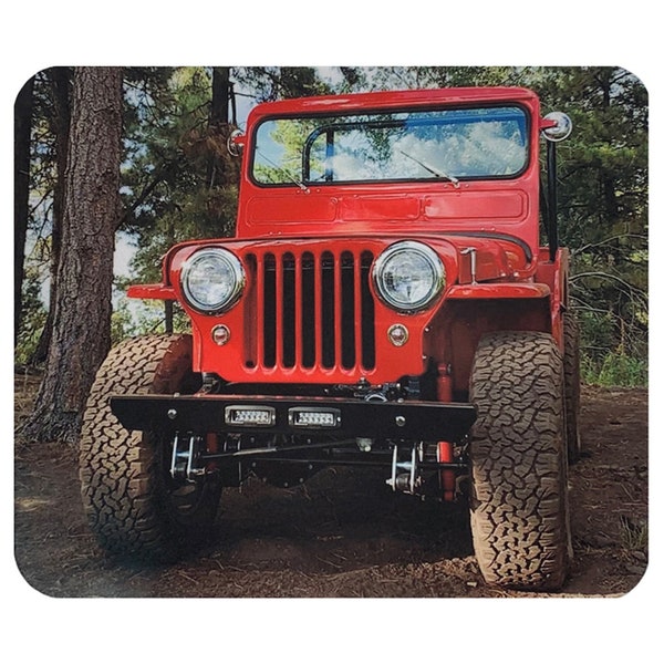 Computer Mouse Pad Desk Accessory Office Decor 1950 Red Willys Jeep