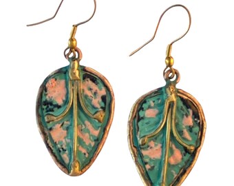 Anju Jewelry Brass Patina Leaf Dangle Earrings