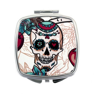 Rouge et bleu canard Green Day du crâne mort métal miroir Compact