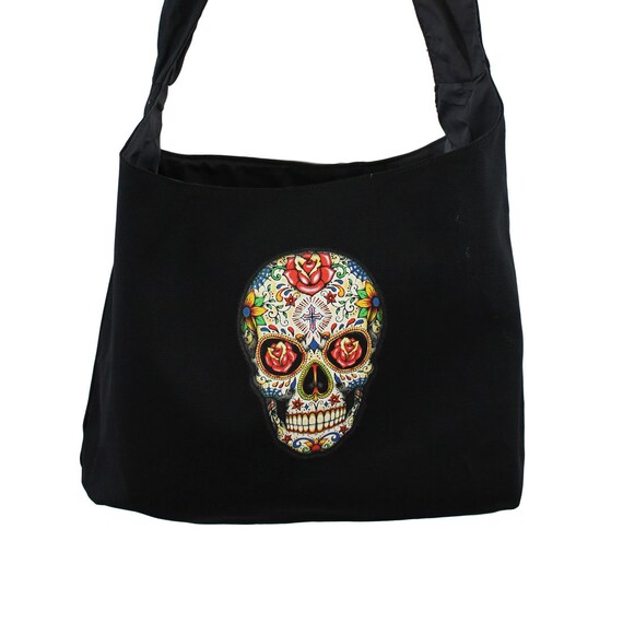 Day of the dead Sling Bag - Red, Black & White Day of the Dead Purse Skull Skeleton Shaped Crossbody Bag  main image 3