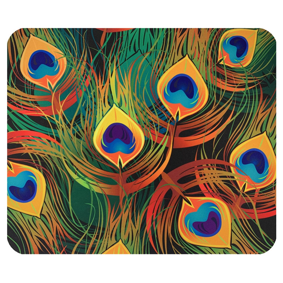 Mouse Pad Mat Computer Desk Accessory Peacock Feathers - Etsy