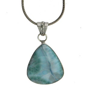 Ocean Blue Larimar Sterling Silver Pendant