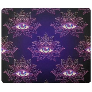 Thick Computer Mouse Pad Mat Office Decor Bohemian Lotus Flower Eye