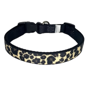 Brown Leopard Print Dog Collar Adjustable Size Medium - X Large