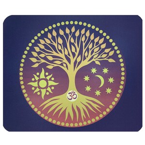 Mouse Pad Mat Computer Desk Accessory Boho OM Tree of Life
