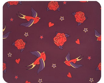 Computer Mouse Pad Mat Desk Accessory Office Decor Rockabilly Swallows