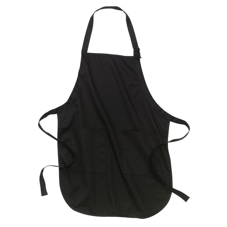 Full Length Black Cotton Apron with Black and White Sugar Skull