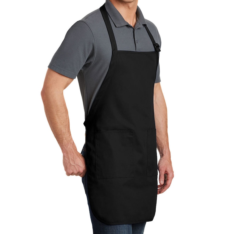 Full Length Black Cotton Apron with Black and White Sugar Skull