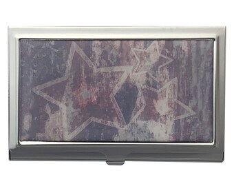 Kigai Blue Butterfly Business Card Holder - PU Leather & Metal Wallet For ID Cards, Credit Cards, Portable Card Protector