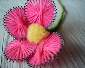 One Rare 1800s Victorian Handmade Metal and Yarn Flower - Exquisite Detail (Ref A-4832 2 23 Box 5)