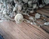 18 inches Rare Circa 1910s Antique Silk Ribbonwork and Floss Along a Metallic Mesh (Ref A-3923 Box 4)