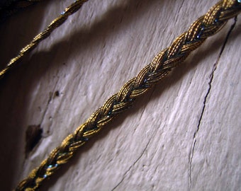 1 yard Antique French Gold Metallic Flat Braid with a Hint of Silver Metallic Thread Interwoven (Ref A-3982 Box 1)