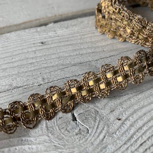 By the Yard Antique Victorian French Patina Gold Metallic Trim Repurposed Please Read All Item Details Below (Ref A-7705 Box 9)