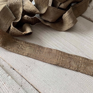 By the Yard Antique French Gold Bronze Metallic Embroidered Trim (Ref: B-178 Box 7)