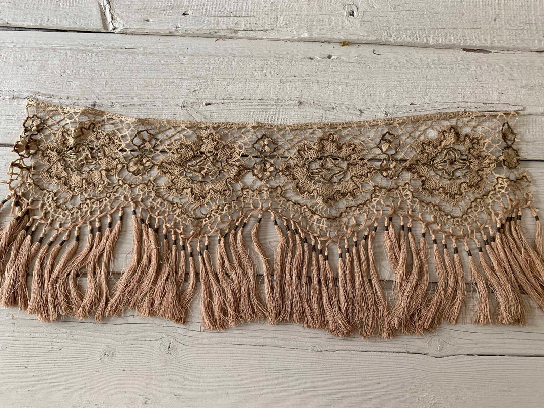 Victorian Thread 25 Inches Handmade French Victorian Crocheted Fringe Metallic Thread ...