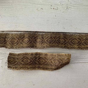 Two Small Lengths Victorian 19th Century French Metallic Embroidered Trim (Ref: A-4046 Box 7)