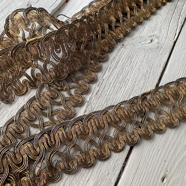 By the 1/2 Yard Wide Victorian or Earlier French Metallic Trim (Ref: 4257 Box 10)