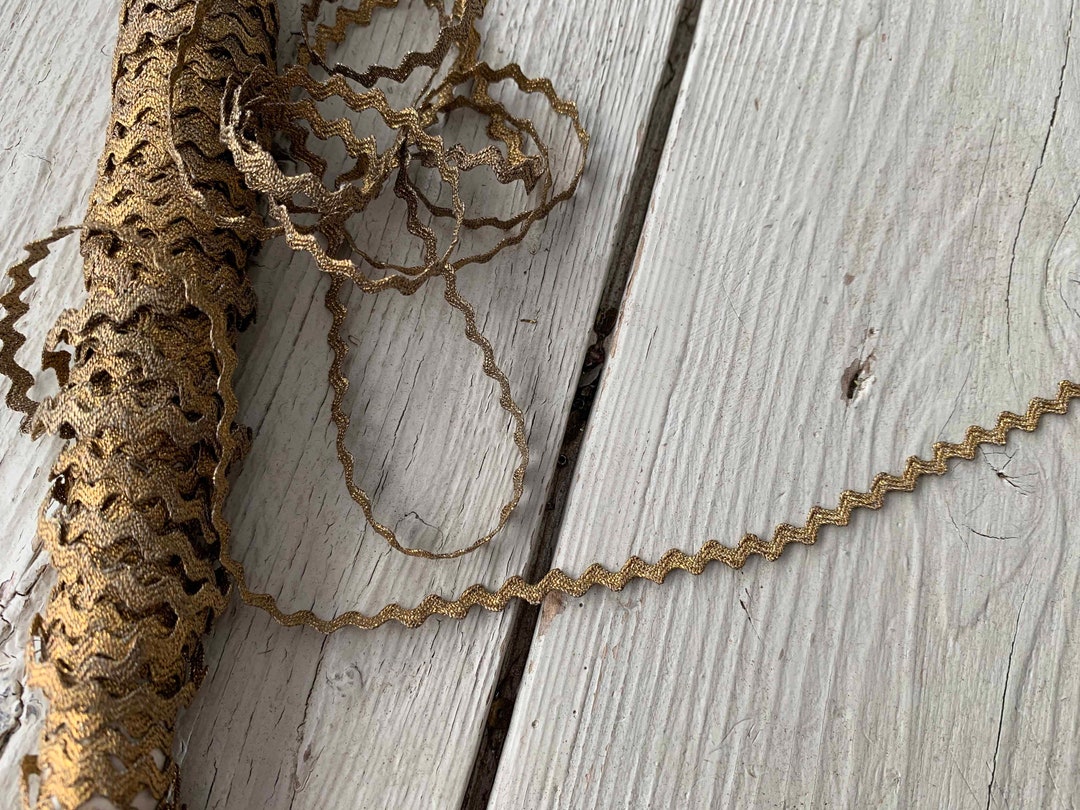 Select a Length Narrow Antique French Gold Metallic Ric Rac Trim 1/4 ...