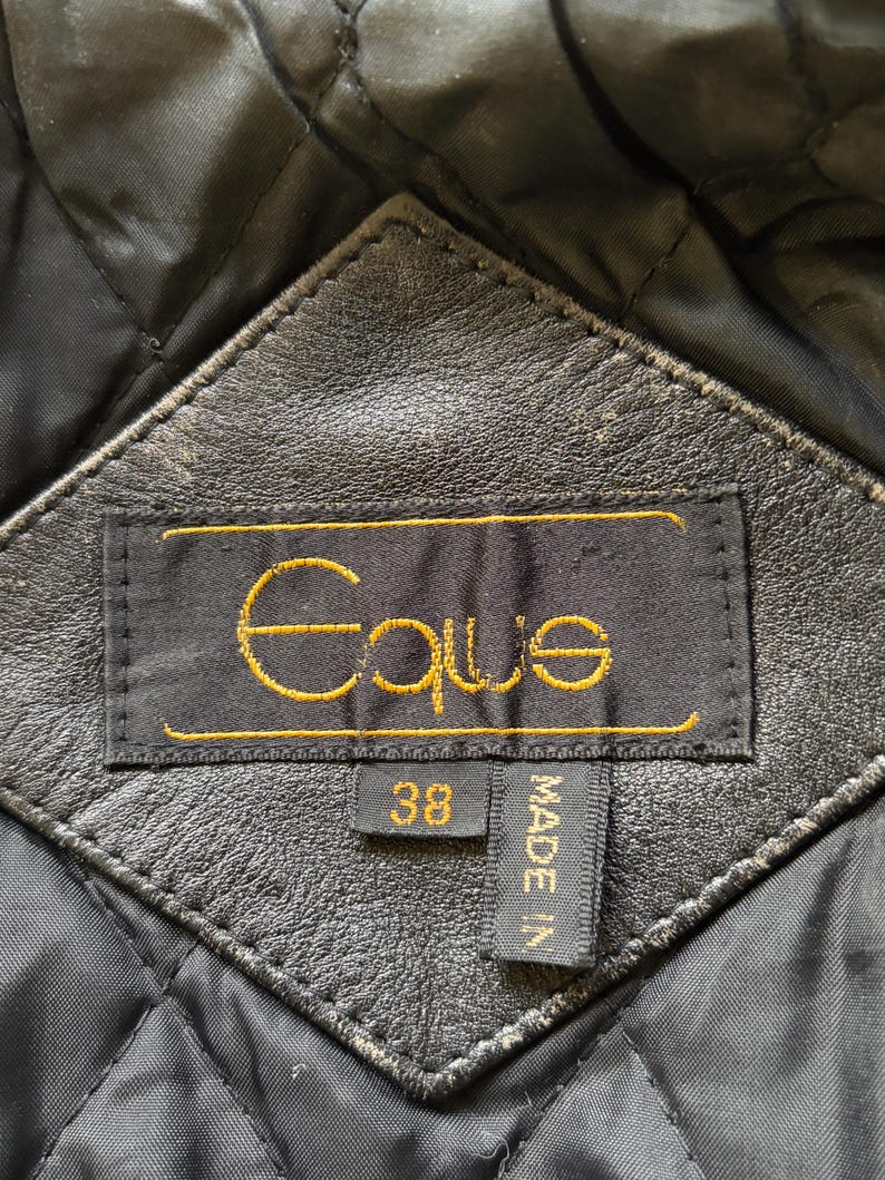 Vintage 80s Black Leather Jacket/ Belted Motorcycle Biker Jacket image 12