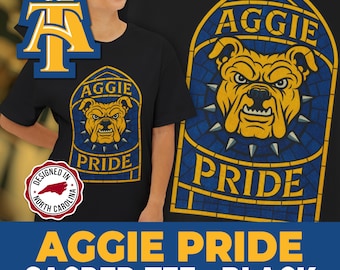 Aggie Pride *Sacred* (Black) - NC A&T State University | HBCU Bulldog GHOE Apparel Alumni Gift Blue Gold Church Window Oversized Boxy Unisex