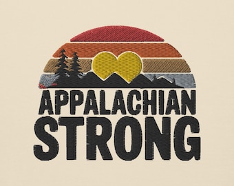 Haftowana bluza z kapturem **Appalachian Strong** Unisex | WNC | Heart Mountain Sunset | Zachodnia Karolina Północna