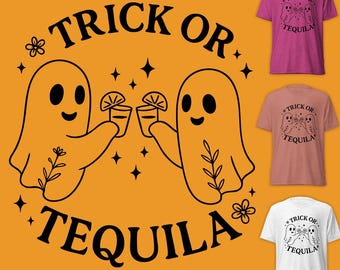 Trick or Tequila Halloween Shirt – Funny Ghost Party Tee