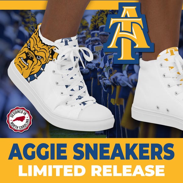 NCAT GHOE High Top Sneakers | Aggie Pride Shoes | Greatest Homecoming on Earth | Blue & Gold HBCU Sneakers