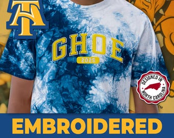 GHOE 2025 Embroidered Tie Dye Shirt | NCAT Aggie Pride Tee