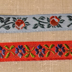Vintage Embroidered Jacquard Ribbon: 1/2&quot; Silk-Like Floral Trim