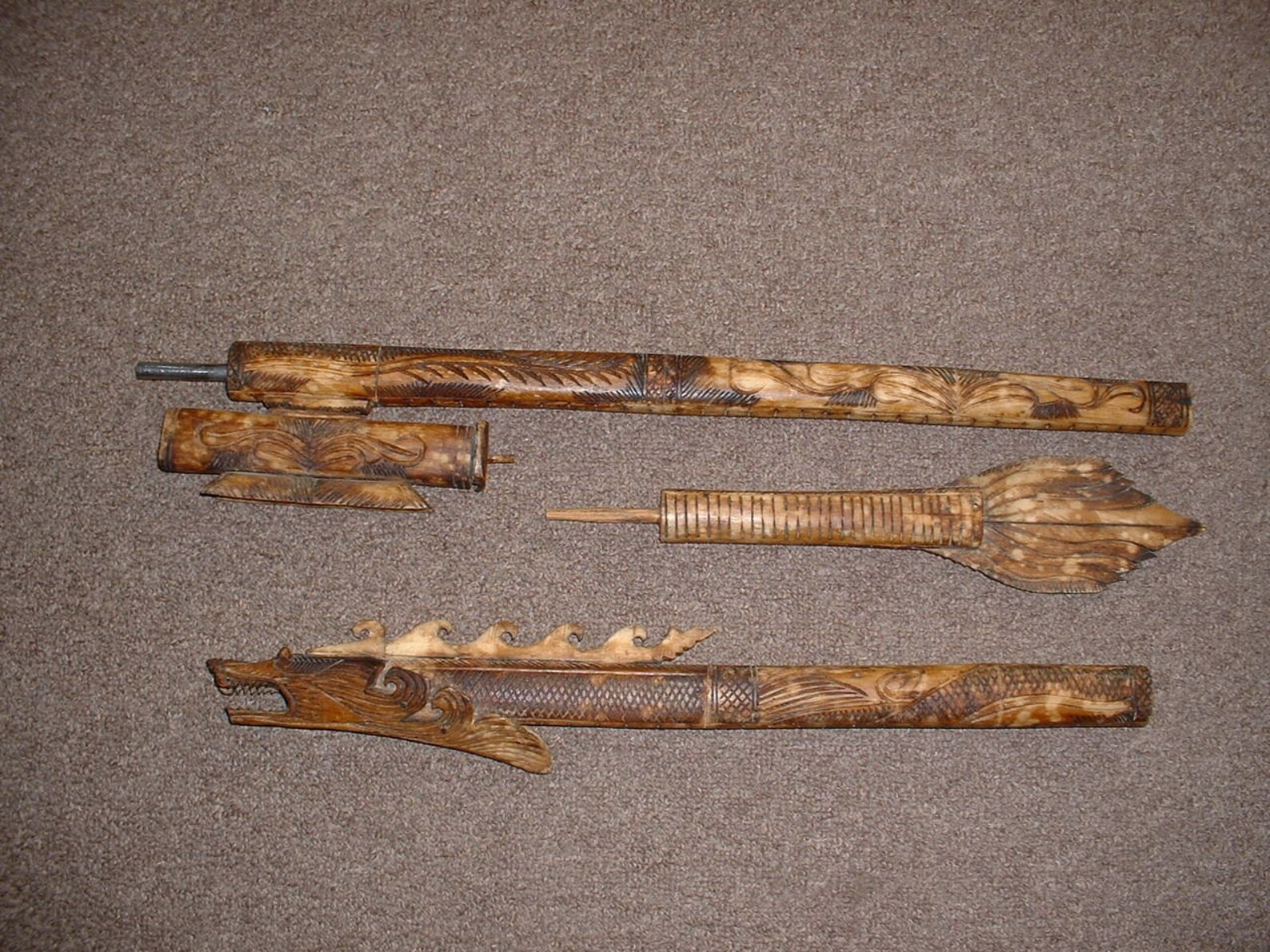 Borneo Bone Dart Blow Gun Extensively carved with a tail and Etsy