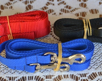 Two 4-Foot Nylon Dog Leashes: Red, Black, or Royal Blue