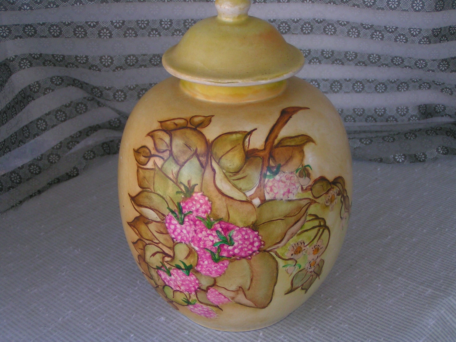 Vintage Hand Painted Ginger Jar with Lid Ceramic Raspberry Etsy