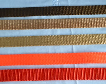 Brown, Tan, Orange Nylon Webbing - 3/4 Inch, 5 Yards